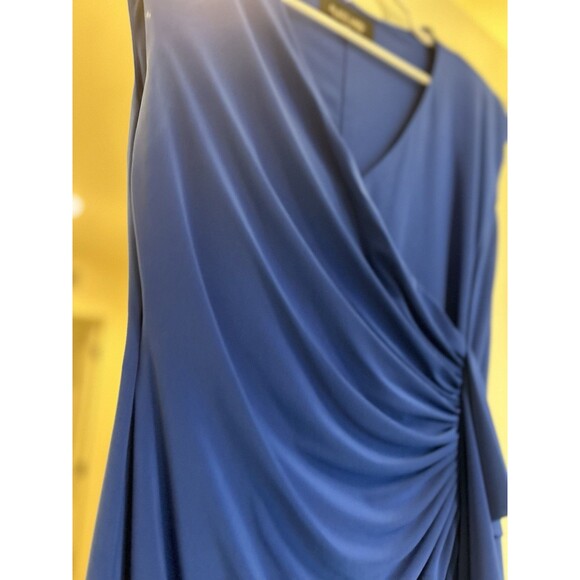 Black Label by Evan Picone Royal Blue Wrap Dress With Ruffle Detail, Size 12 - Picture 3 of 6